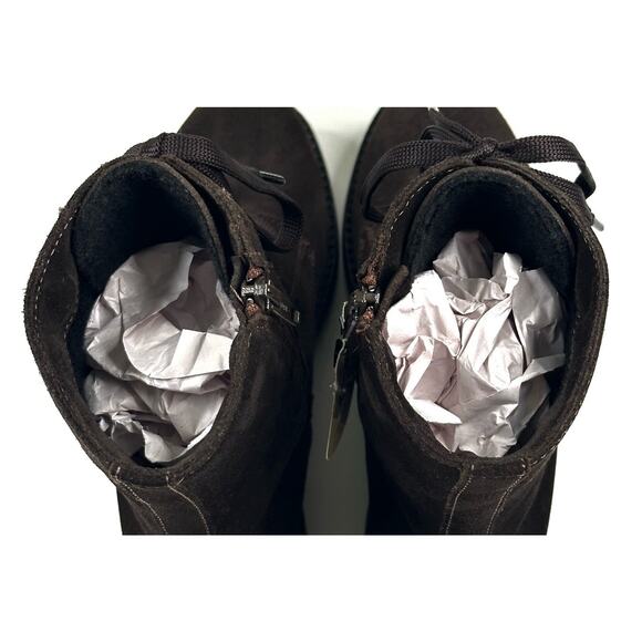 La Canadienne Brittany Dark Brown Suede Waterproof Lug Boot Womens 6M New $550 - Picture 11 of 14